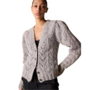 St. Roche Maeve Alpaca Blend Cardigan Light Heather Grey NWT XS